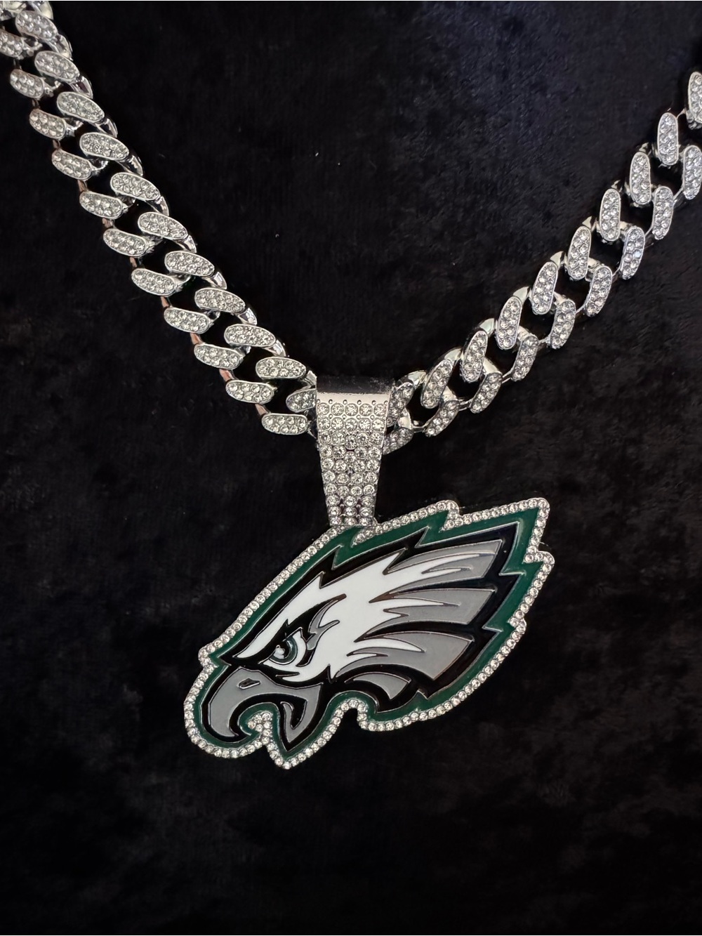 NFL Philadelphia Eagles Pendant with 20” Crystal Chain Unisex Football Jewelry